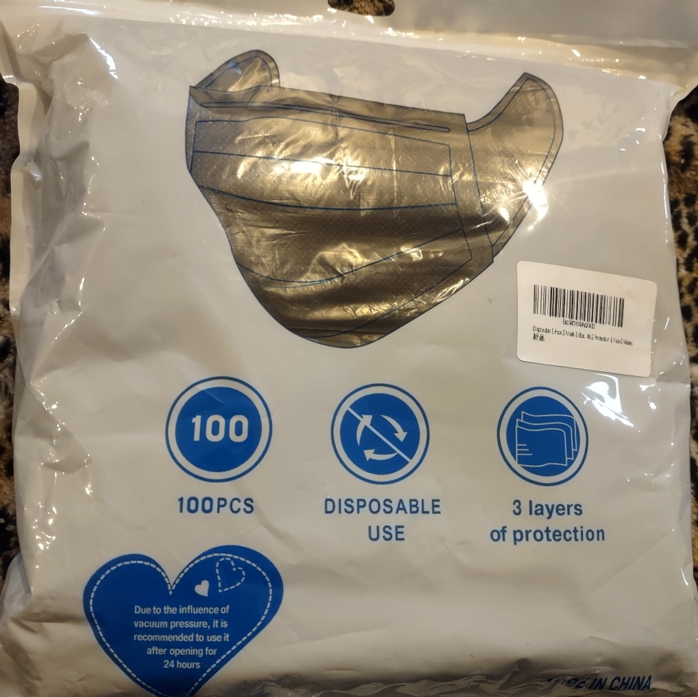 100 PCS Disposable Face Masks 2 Elastic Bands Each Side